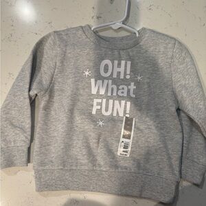 Gray Kids Sweatshirt - Oh! What Fun! Christmas winter boy or girl 2T